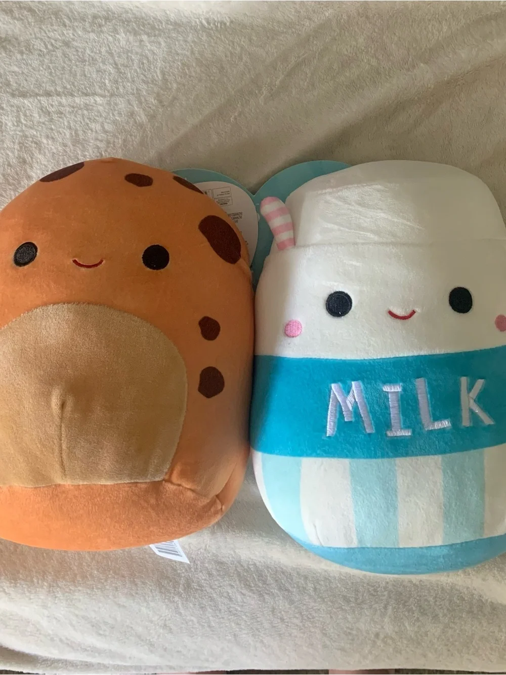NWT Squishmallows Neeona Milk Bottle & Cookie Plush Duo - Blue, White & Orange
